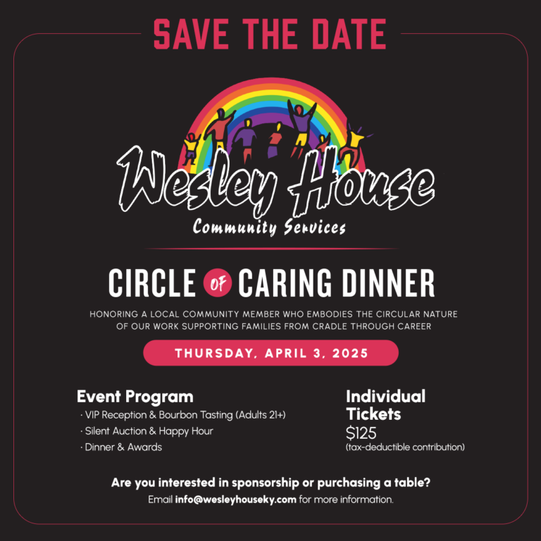Wesley House Circle of Caring Save The Date Dinner flyer (April 3, 2025)